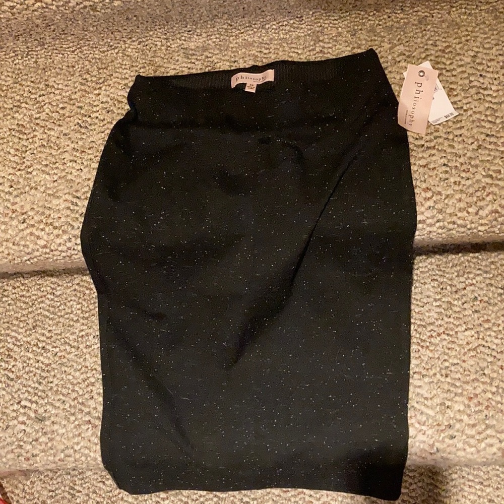 Philosophy black with small white dots skirt